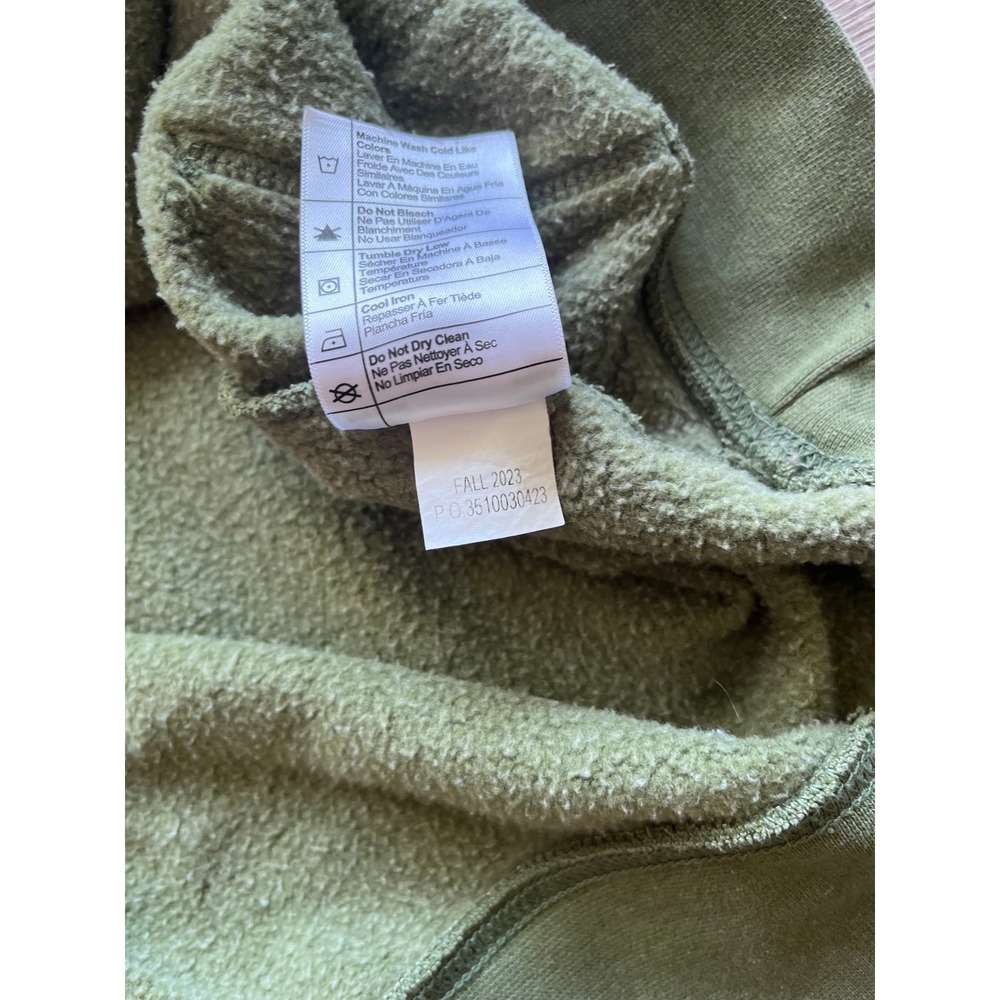 Carhartt Mens Loose Fit Spell Out Sleeve Logo Hoodie Olive Green L Fleece - Picture 9 of 15